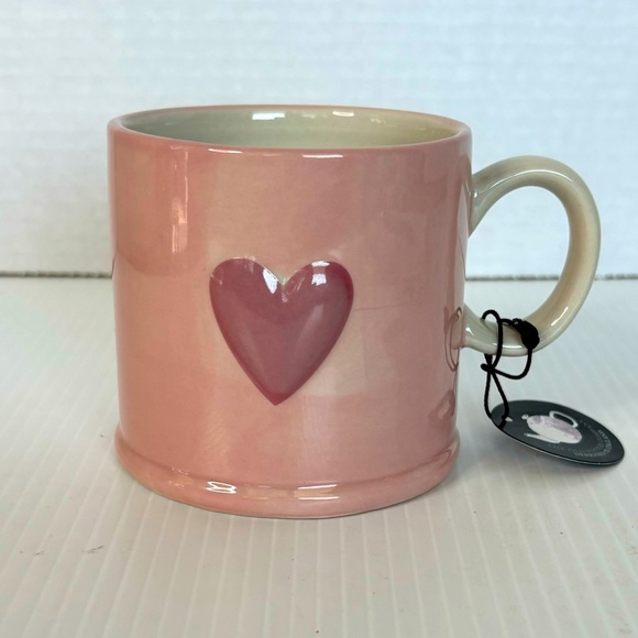 The Old Pottery Company Pink 3D Embossed Heart Ceramic Mug 3.25” NEW - Picture 1 of 7